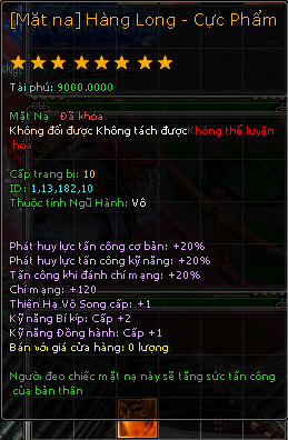 Mặt Nạ Hàng Long Phục Hổ - Cực Phẩm