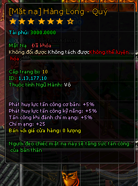 Mặt Nạ Hàng Long Phục Hổ - Quý