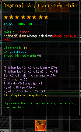 Mặt Nạ Hàng Long Phục Hổ - Siêu Phẩm