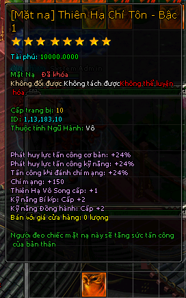 Mặt Nạ Thiên Hạ Chí Tôn - Bậc 1